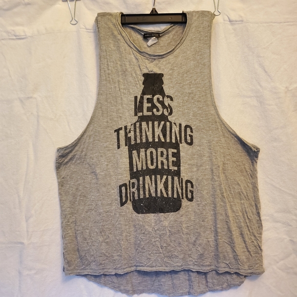 Less Thinking More Drinking Drop Armhole Tank - Picture 6 of 7